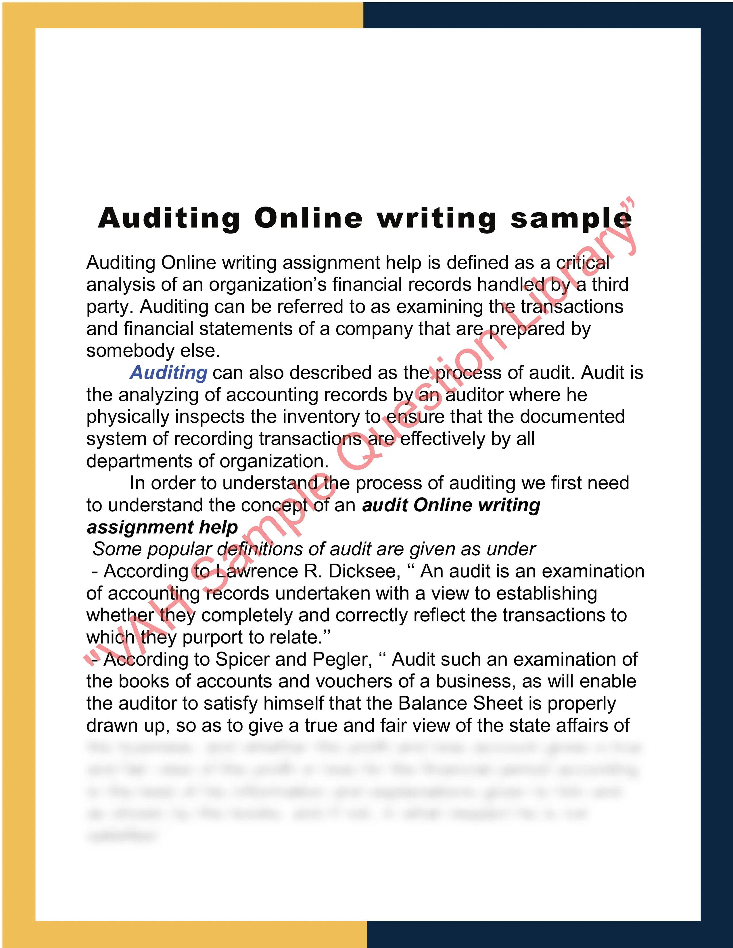 Auditing Online writing sample 0